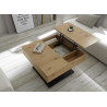 Table basse carrée plateaux relevables chêne et noir Ashton
