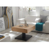 Table basse carrée plateaux relevables chêne et noir Ashton