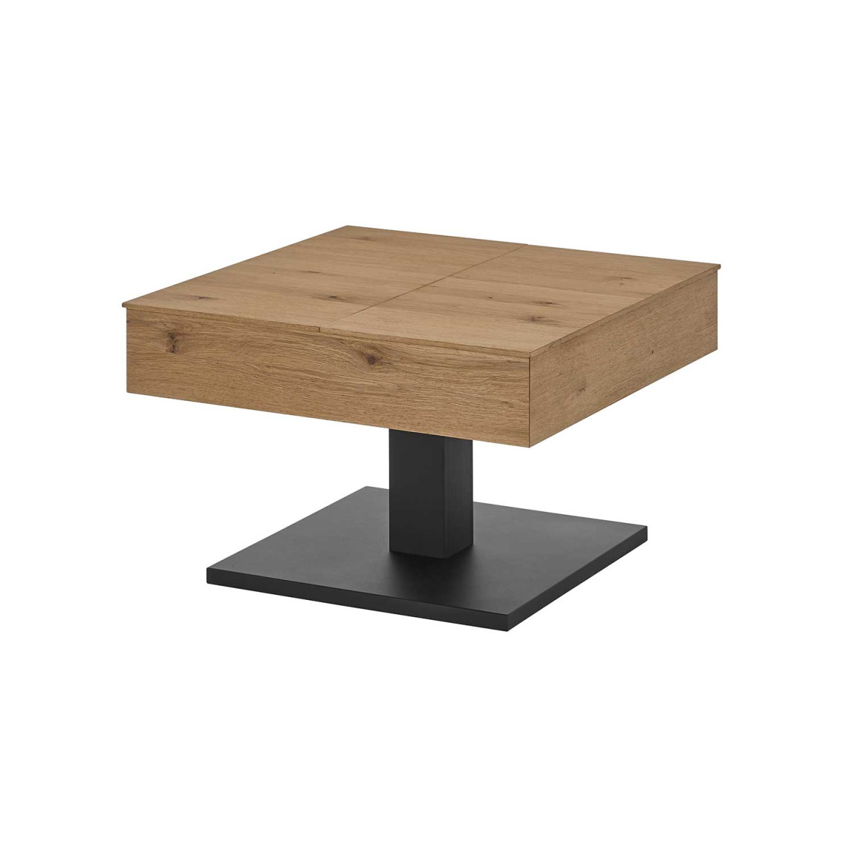 Table basse carrée plateaux relevables chêne et noir Ashton