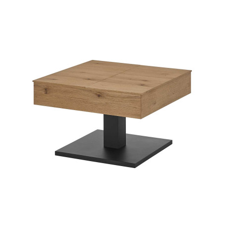 Table basse carrée plateaux relevables chêne et noir Ashton