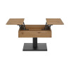 Table basse carrée plateaux relevables chêne et noir Ashton