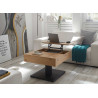 Table basse carrée plateaux relevables chêne et noir Ashton