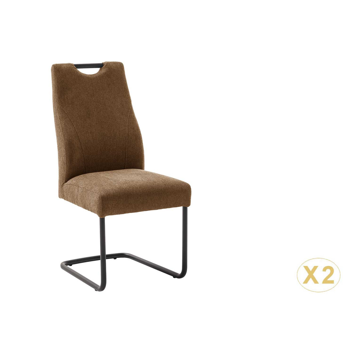 Chaises tissu marron avec poignée dossier José
