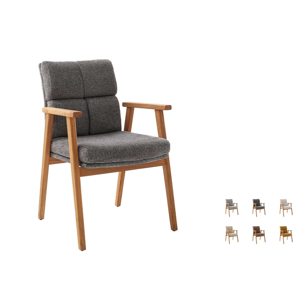 Chaise en tissu avec accoudoirs bois de chêne Lavera