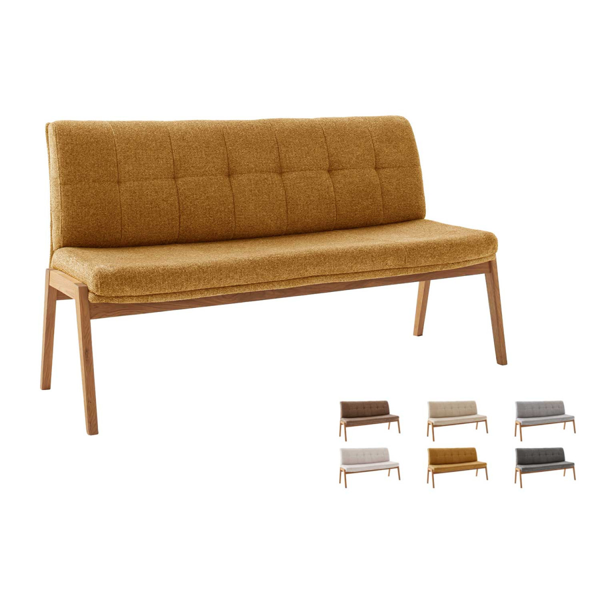 Banc de table en tissu et bois de chêne Lavera
