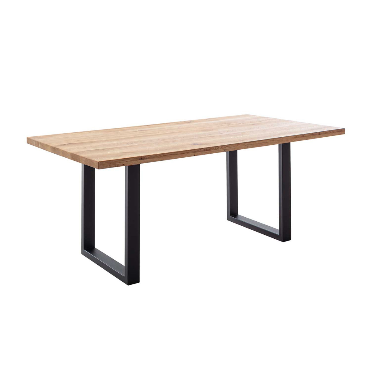 Table en chêne massif et pieds en U métal noir Deba