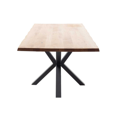 Table en chêne massif et pieds étoile métal noir Deba