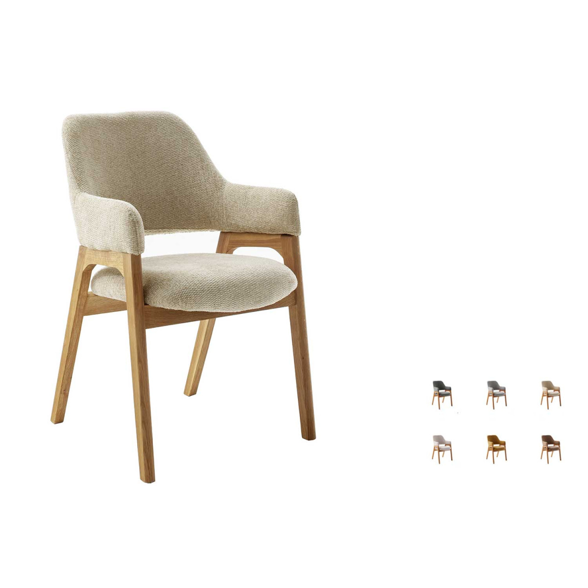 Chaise salle à manger tissu et bois massif Alpena