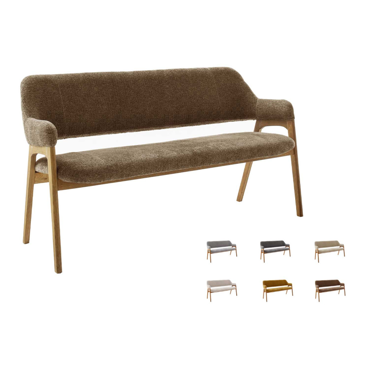 Banc de salle à manger tissu et bois massif Alpena