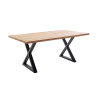 Table en chêne massif et pieds en X métal noir Deba