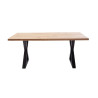 Table en chêne massif et pieds en X métal noir Deba