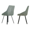 Chaises côtelé vert céladon et pied métal noir Elska