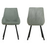 Chaises côtelé vert céladon et pied métal noir Elska