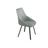 Chaises côtelé vert céladon et pied métal noir Elska