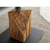 Table basse carrée relevable verre gris et bois massif Balsta
