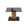 Table basse carrée relevable verre gris et bois massif Balsta