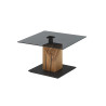 Table basse carrée relevable verre gris et bois massif Balsta