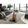 Table basse carrée relevable verre gris et bois massif Balsta