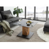 Table basse carrée relevable verre gris et bois massif Balsta