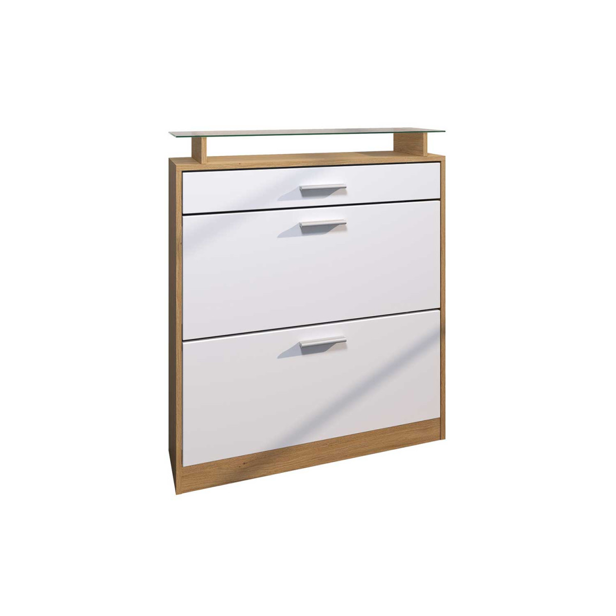 Meuble à chaussures moderne blanc et chêne Cargo