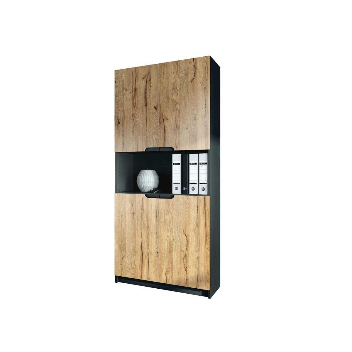 Armoire de rangement bureau chêne et noir Izia