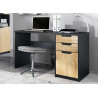 Bureau 2 tiroirs et 1 porte chêne et noir Izia