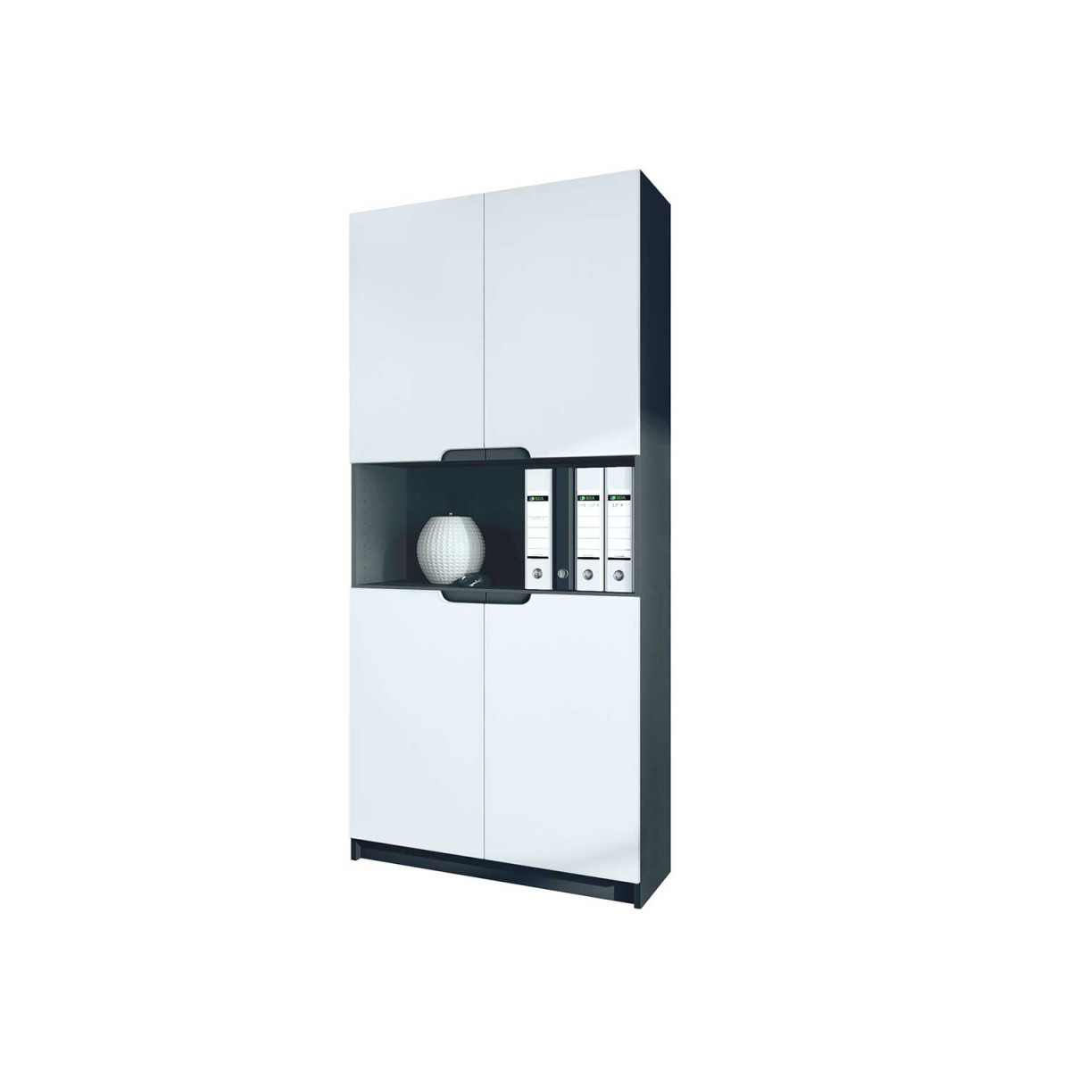 Armoire de rangement bureau blanc et noir Izia
