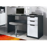 Bureau 2 tiroirs et 1 porte blanc et noir Izia