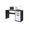 Bureau 2 tiroirs et 1 porte blanc et noir Izia