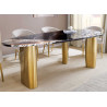 Table à manger en marbre 2m et pieds dorés Adelis