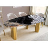 Table à manger en marbre 2m et pieds dorés Adelis
