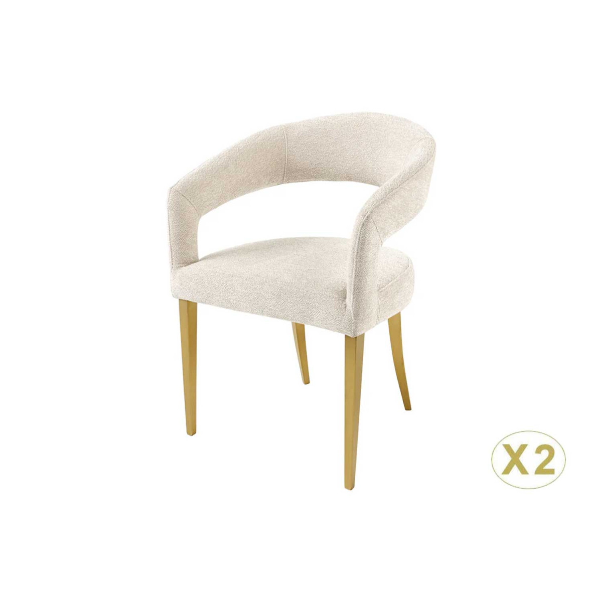 Chaises de salle à manger beige et doré Giada