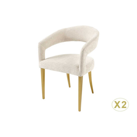 Chaises de salle à manger beige et doré Giada