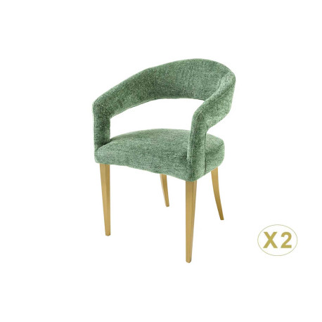 Chaises de salle à manger verte et doré Giada