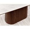 Table ovale céramique blanc et pied central noyer Calista