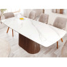 Table ovale céramique blanc et pied central noyer Calista