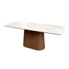 Table ovale céramique blanc et pied central noyer Calista