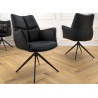 Fauteuil pivotant en cuir noir Vesper