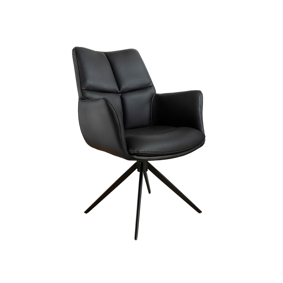 Fauteuil pivotant en cuir noir Vesper