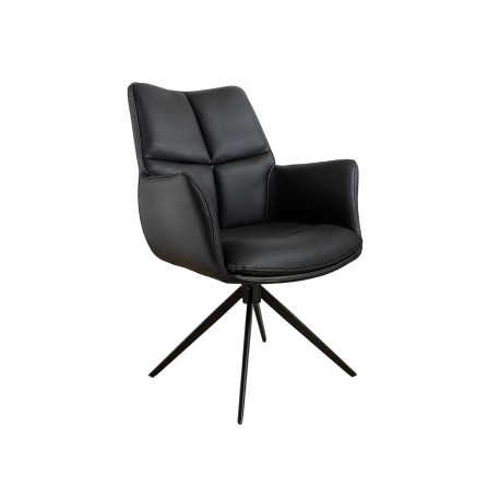 Fauteuil pivotant en cuir noir Vesper