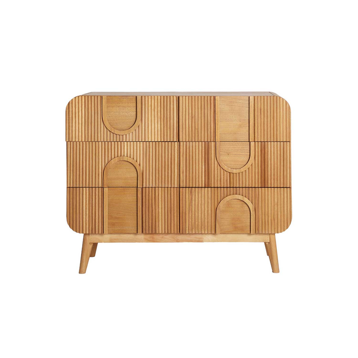 Commode bois rainuré 6 tiroirs Divine