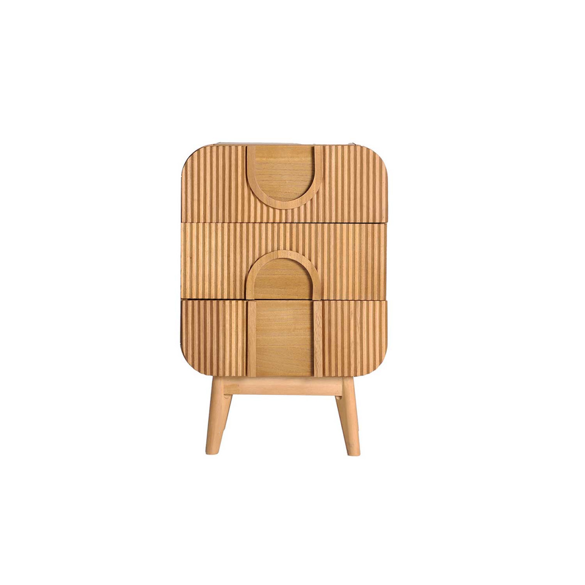 Table de chevet bois rainuré 3 tiroirs Divine