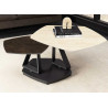 Table basse plateaux rotatifs aspect travertin Kaelis