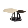 Table basse plateaux rotatifs aspect travertin Kaelis