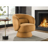 Fauteuil rotatif tissu bouclé jaune Tirian