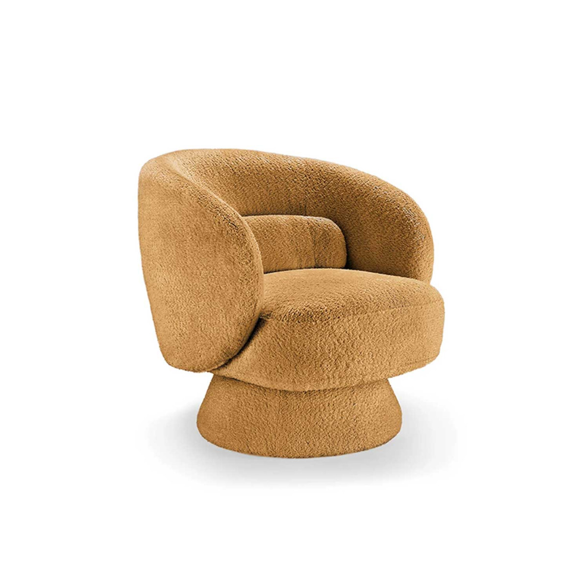 Fauteuil rotatif tissu bouclé jaune Tirian