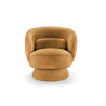 Fauteuil rotatif tissu bouclé jaune Tirian