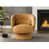 Fauteuil rotatif tissu bouclé jaune Tirian