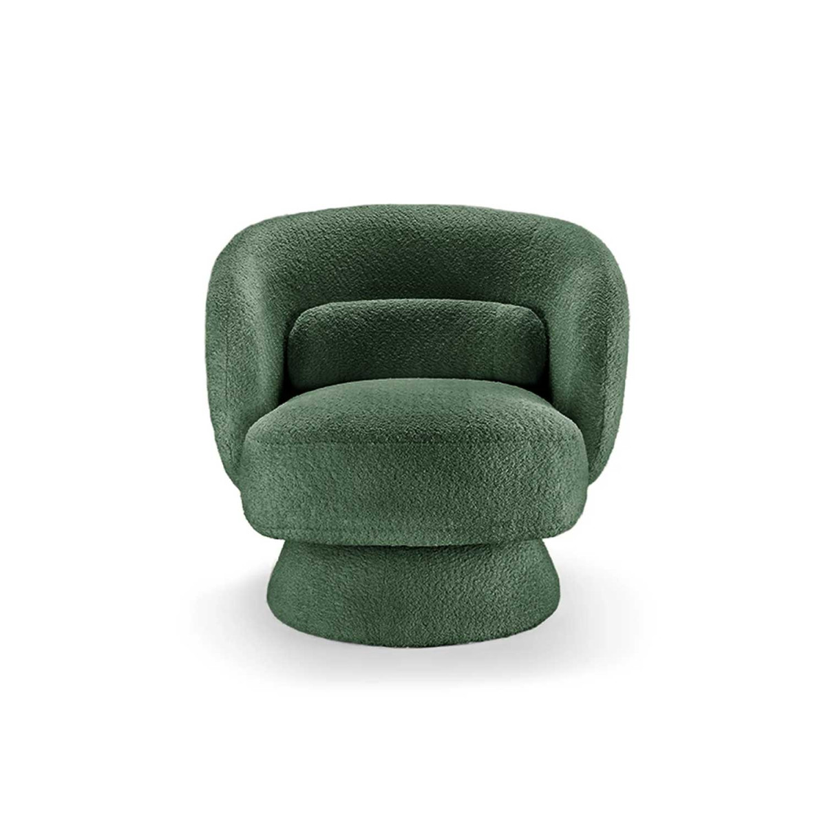 Fauteuil pivotant tissu bouclé vert Tirian