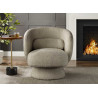 Fauteuil 1 place pivotant bouclé taupe Tirian